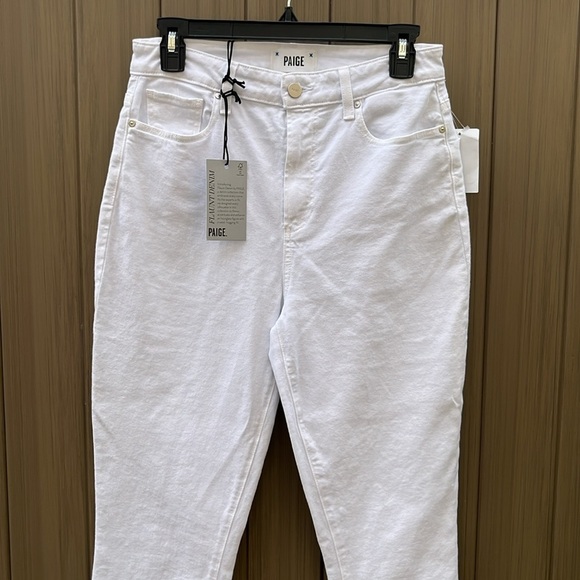 Paige Accent Ultra High Rise Straight Jeans size 28 Crisp White Destroyed… - Picture 5 of 15